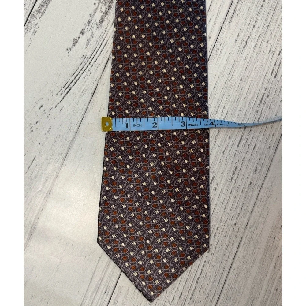 Belisi Men's 100% Silk Vines Neck Tie Brown Orange Classic 3 7/8